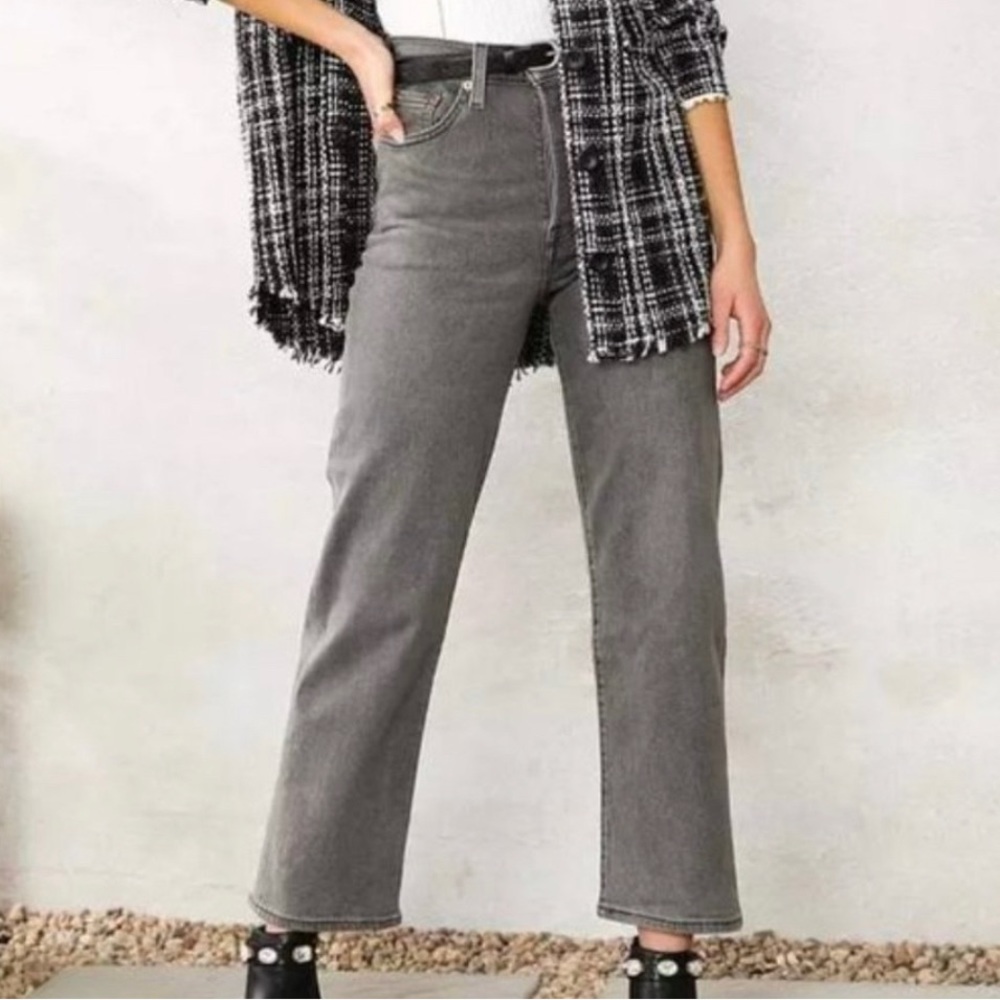 NWT Levi's Grey Jeans High Rise Ribcage Straight Leg Ankle Button Down Pants